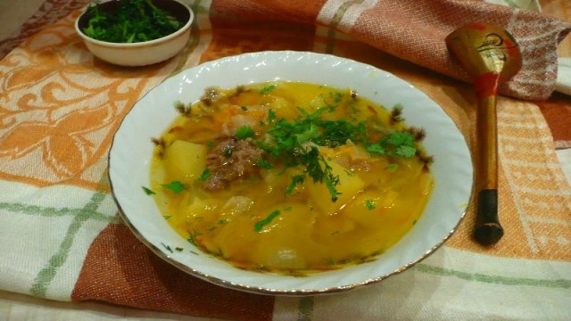Sour cabbage soup with sauerkraut stew