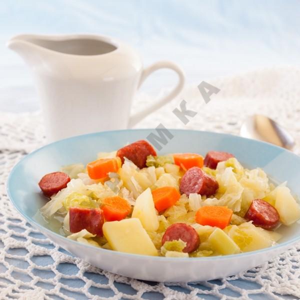 Aintopf soup from Germany with sausages