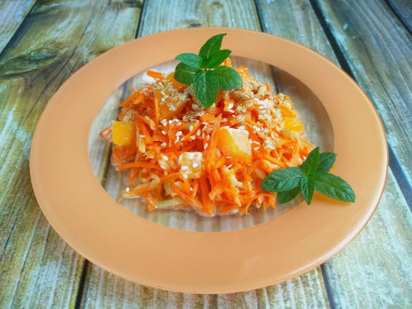 Fresh carrot salad with quince tangerines and honey
