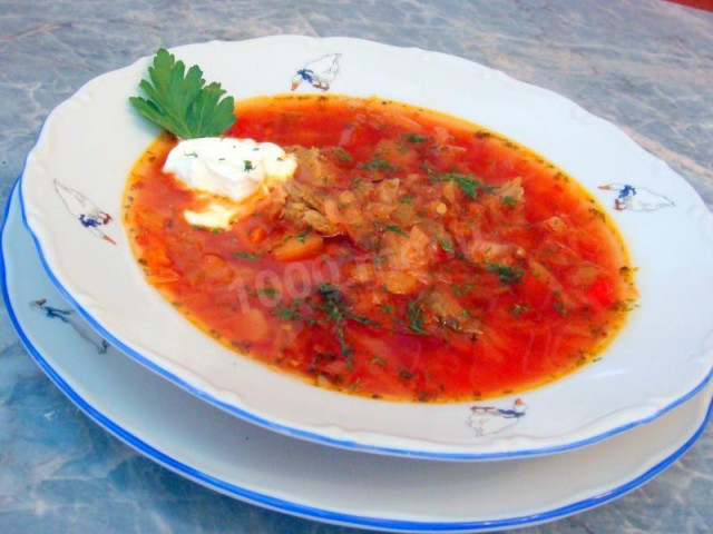 Ukrainian borscht with sour cream according to Chowder