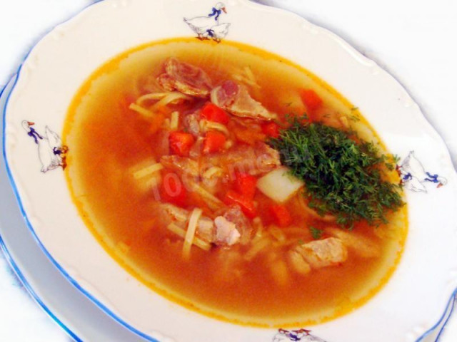 Quick soup with fried meat