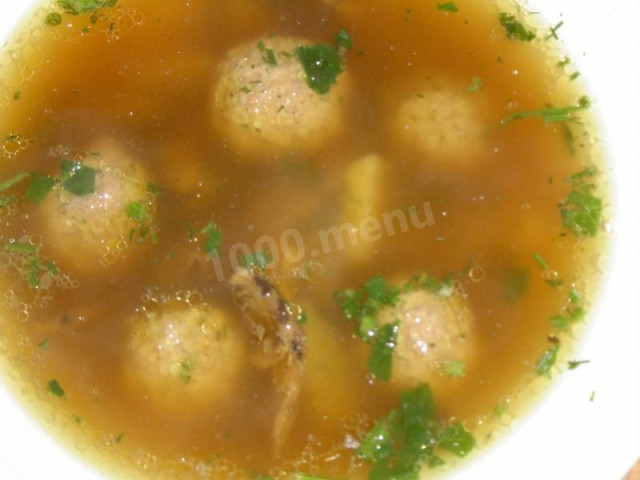 Mushroom soup with meatballs