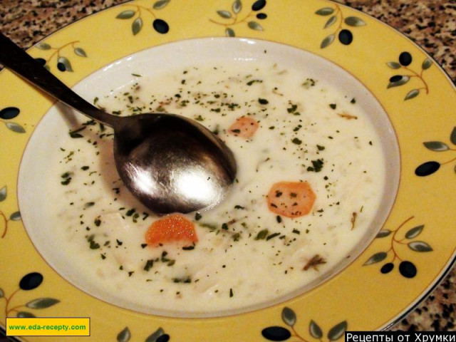 Cream cheese soup with chicken and rice