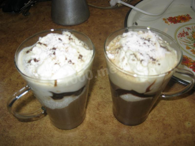 Iced coffee with ice cream syrup and cream