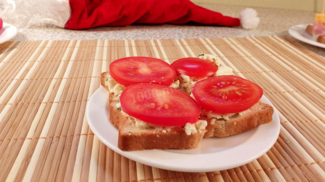 Snack sandwiches with tomatoes and cheese