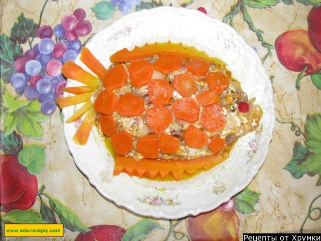 Orange fish salad with mayonnaise