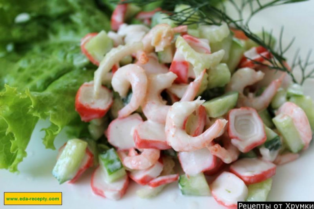 Crab salad with shrimp celery and cucumber