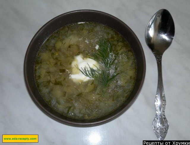 Pickle soup with pearl barley, pickles and chicken