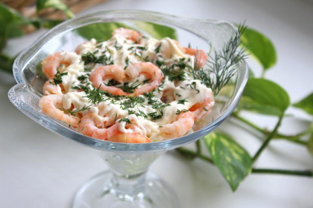 Bride salad with shrimp and cucumbers