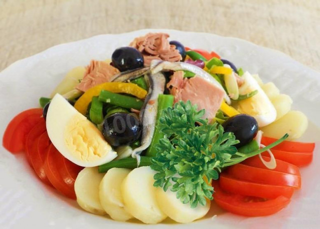 Favorite salad with canned salmon without mayonnaise