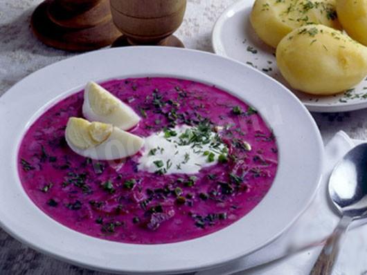 Cold borscht on kefir with basil and cucumbers