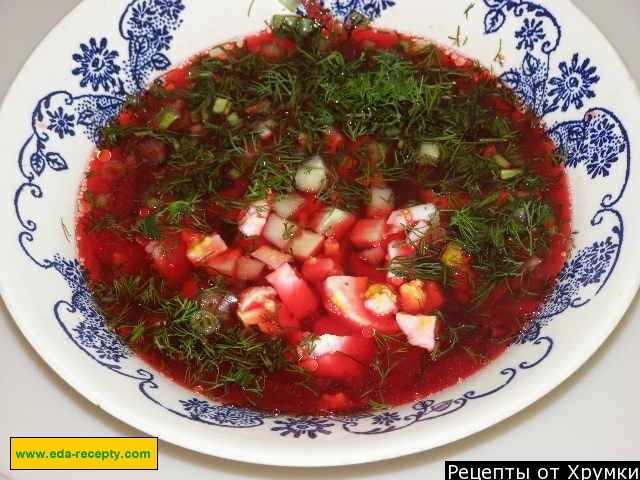 Borsch cold with tops