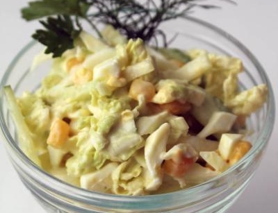 Celery salad with canned corn