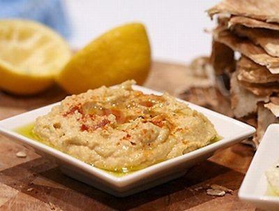 Olive oil hummus with basil