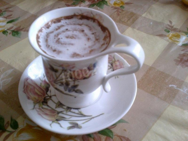 Homemade coffee drink with chocolate and cream