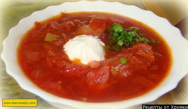 Chernihiv borscht with beans and zucchini