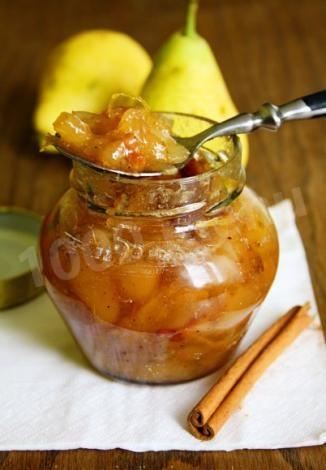 Pear jam with lemons and cinnamon