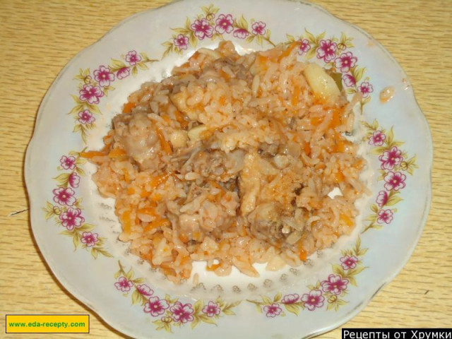 Rice porridge with chicken on water