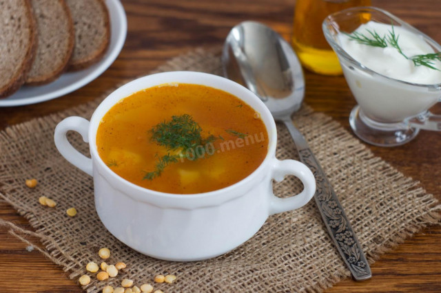 Yellow pea soup on water
