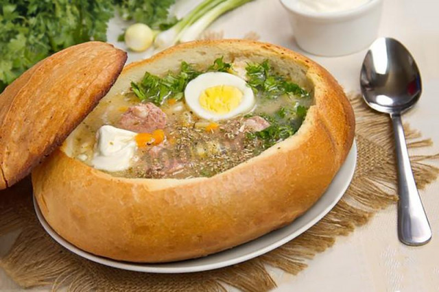Polish soup in bread