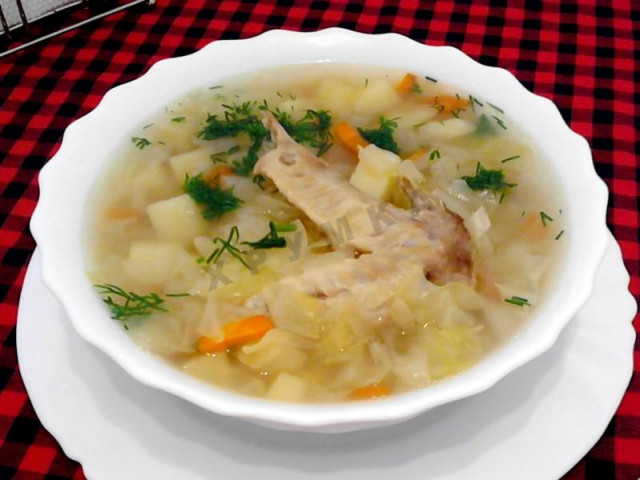 Cabbage soup with chicken wings