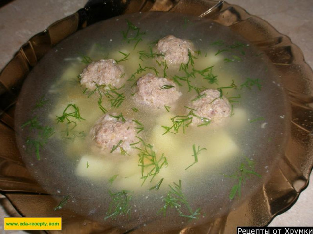 Soup with meatballs and onions potatoes