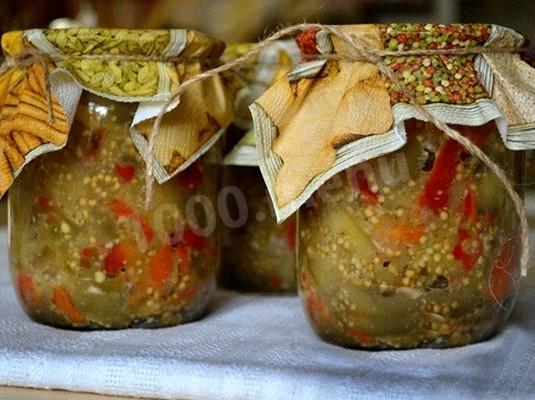 Eggplant with bell pepper and walnuts for winter
