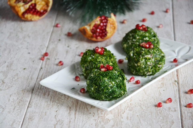 Emerald balls with herring appetizer