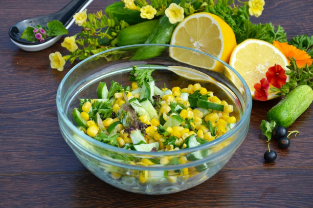 Summer vegetable salad with corn