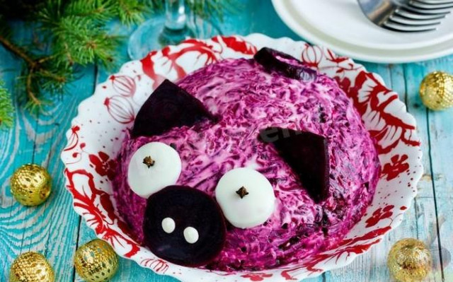 Herring salad under a fur coat in the year of the Pig-Boar