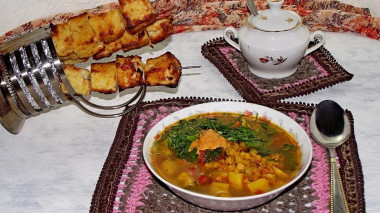 Soup with potatoes and lentils