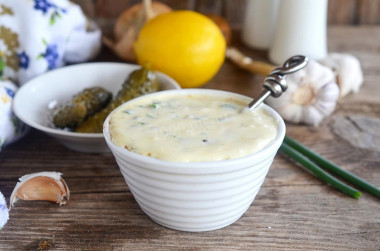 Tartare sauce with pickles and mayonnaise classic