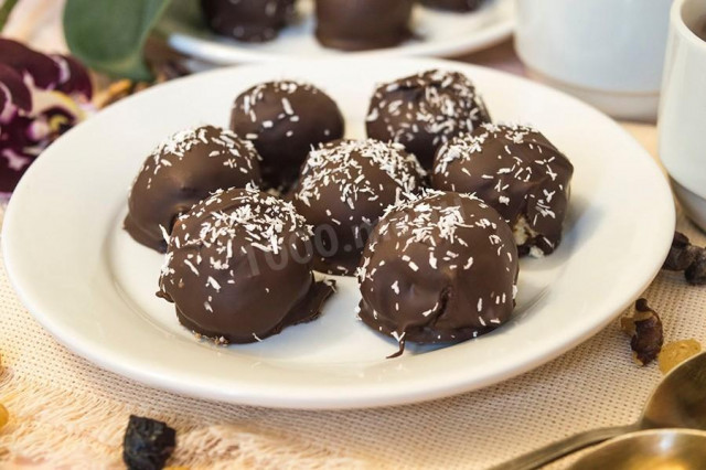 Curd chocolate balls with dried apricots and nuts