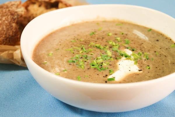 Mushroom soup with cheese in a slow cooker