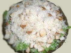 Caesar salad with chicken breadcrumbs and yolks