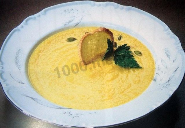 Delicate pumpkin cream soup for gourmets
