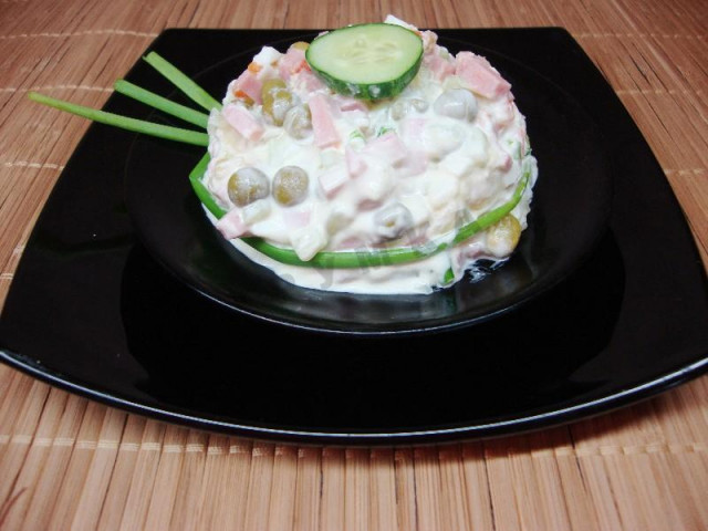 Winter salad with fresh cucumbers