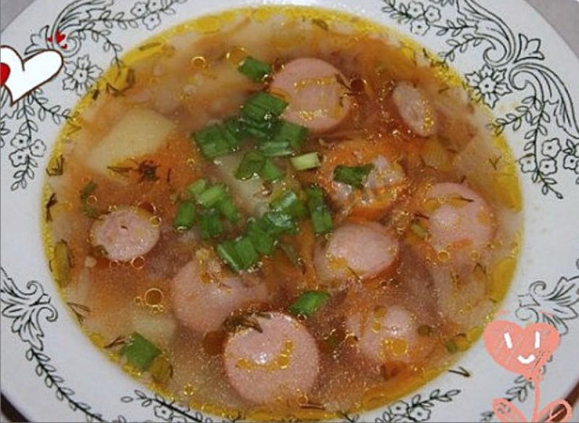 Buckwheat soup with sausages