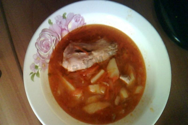 Cabbage soup with sauerkraut pork
