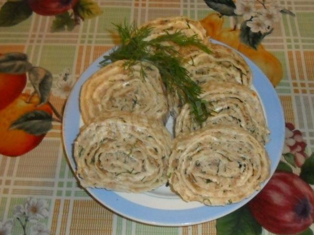 Lavash roll with chicken filling