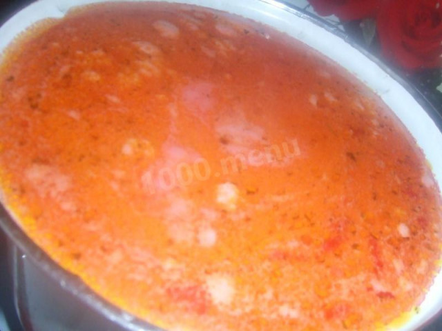 Delicious borscht on chicken broth with chicken