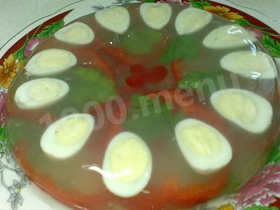 Quail eggs in jelly