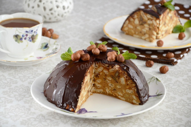 Cake from cookies and condensed milk without baking