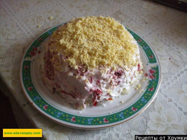 Vegetable cake with canned pollock