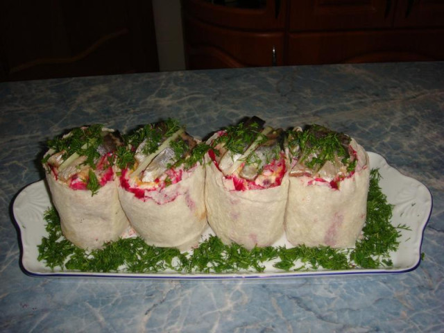 Salad with herring Barrels