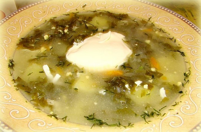 Fish soup with spinach and potatoes