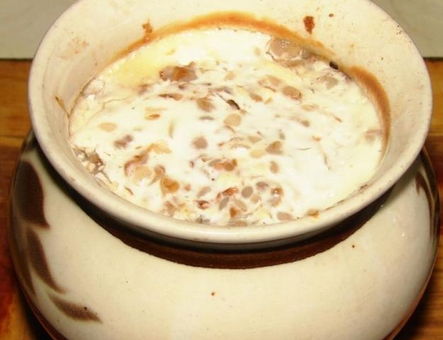 Buckwheat porridge in a pot