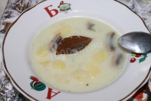 Milk soup with potatoes and mushrooms