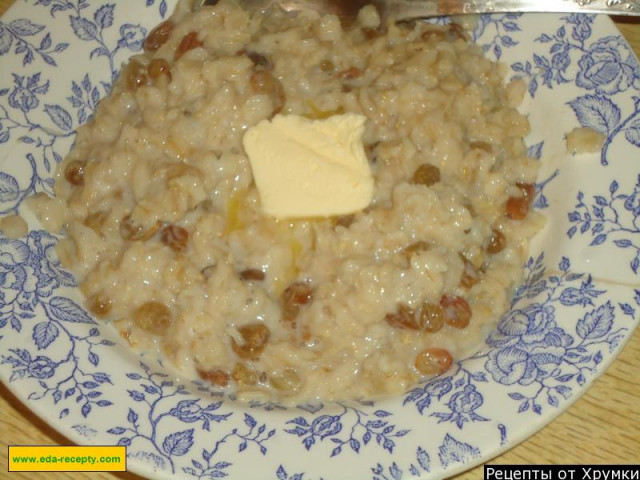 Oatmeal porridge with raisins
