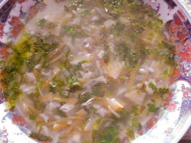 Chicken soup for children with rice and turnips